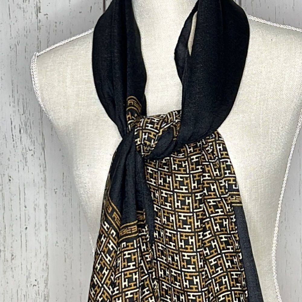 Black with Tan & Light Brown Design Effy Hematain - NWOT - Picture 3 of 7